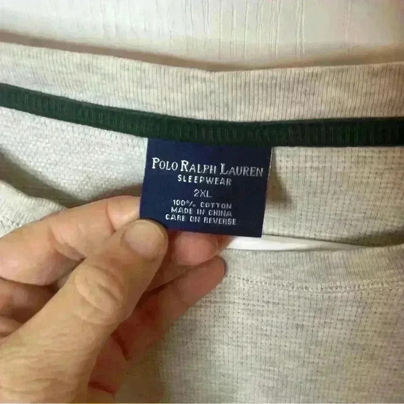 Polo Ralph Lauren Sleepwear Waffle Knit Pullover Shirt Men 2XL Gray Casual Comfy - Picture 4 of 6